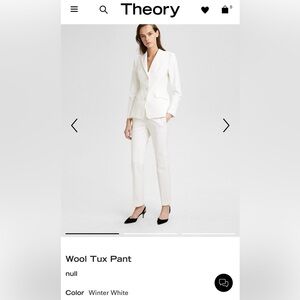 Theory Winter White Wool Tux Pant